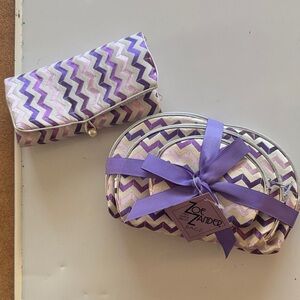 Zoe Zander Purple Chevron Cosmetic Bags
